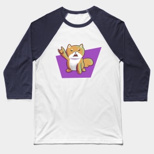 Rock In Roll Shiba Inu Cute Retro Artistic Baseball T-Shirt